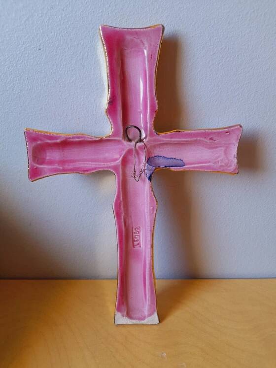 Enamelled Ceramic Cross François Lembo