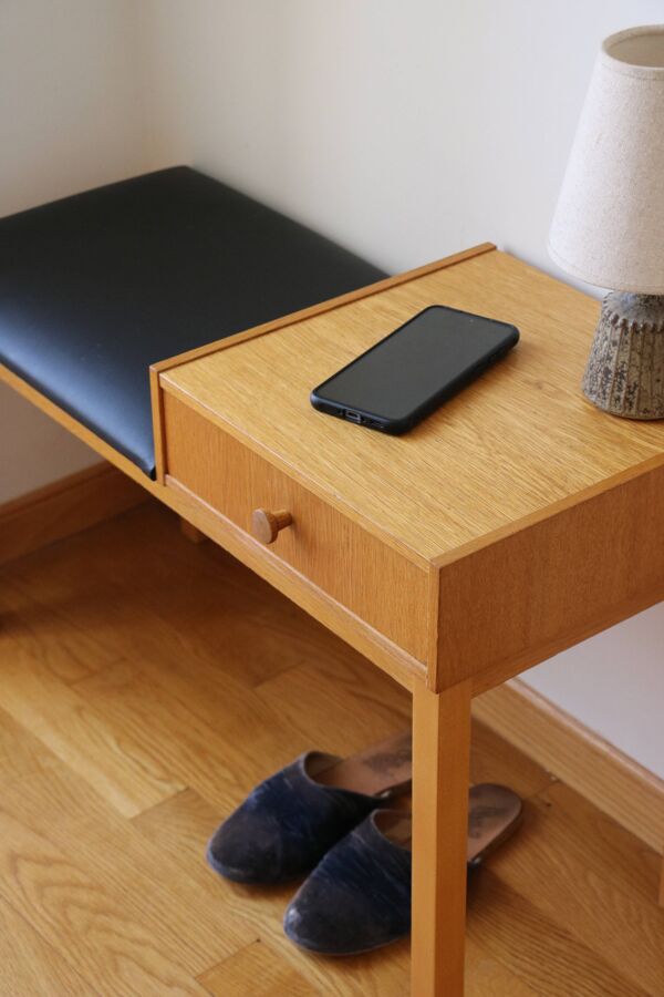 Banc d'entrée, banc téléphone modulable scandinave, 1960
