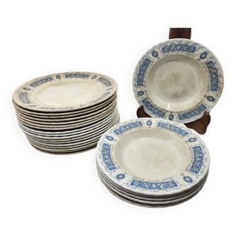 Assiettes Ridgway Portland en faïence Anglaise (Lot de 17)