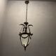 Bronze etched glass light pendants, 1970