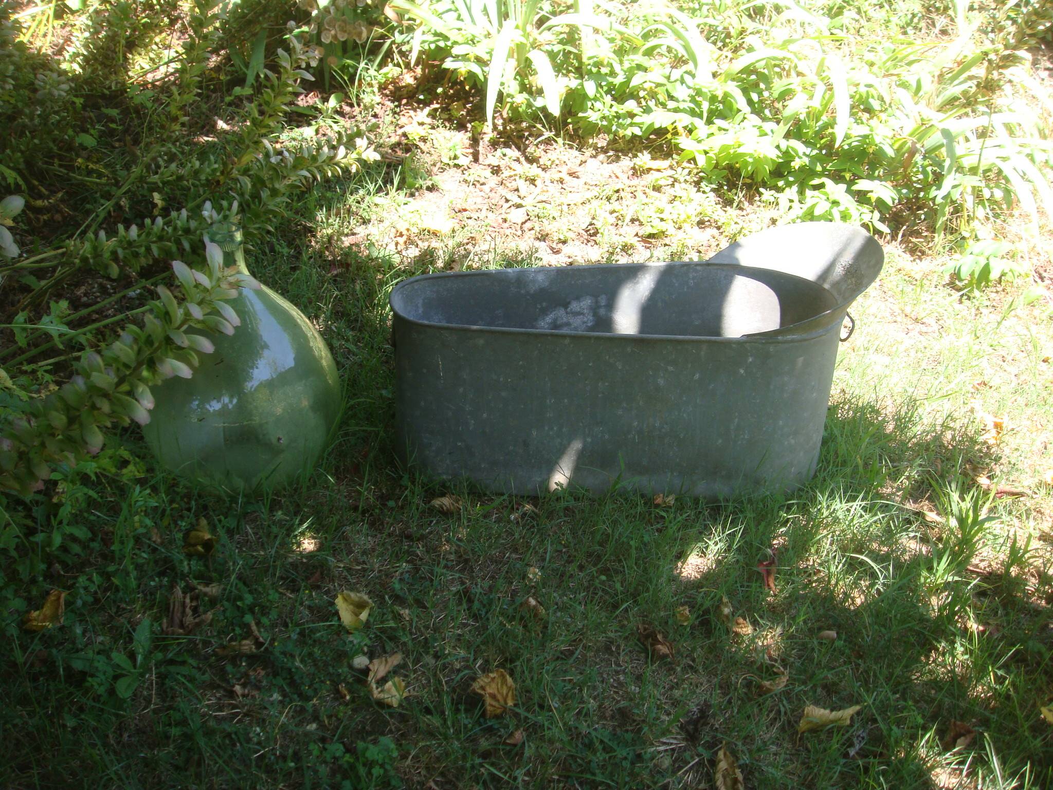 Old zinc child bathtub