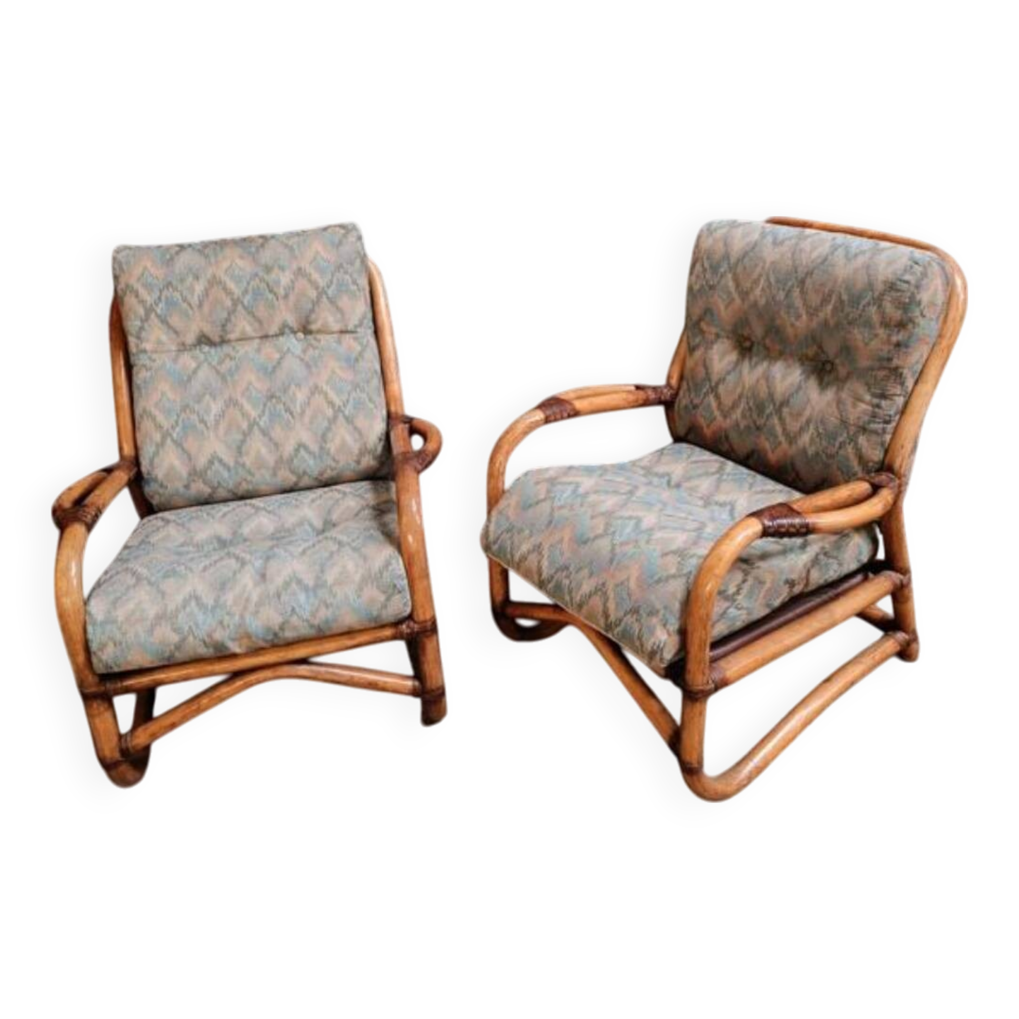 Pair of vintage rattan armchairs