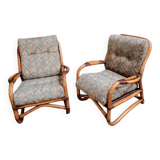 Pair of vintage rattan armchairs