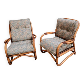 Paire de fauteuil en rotin vintage