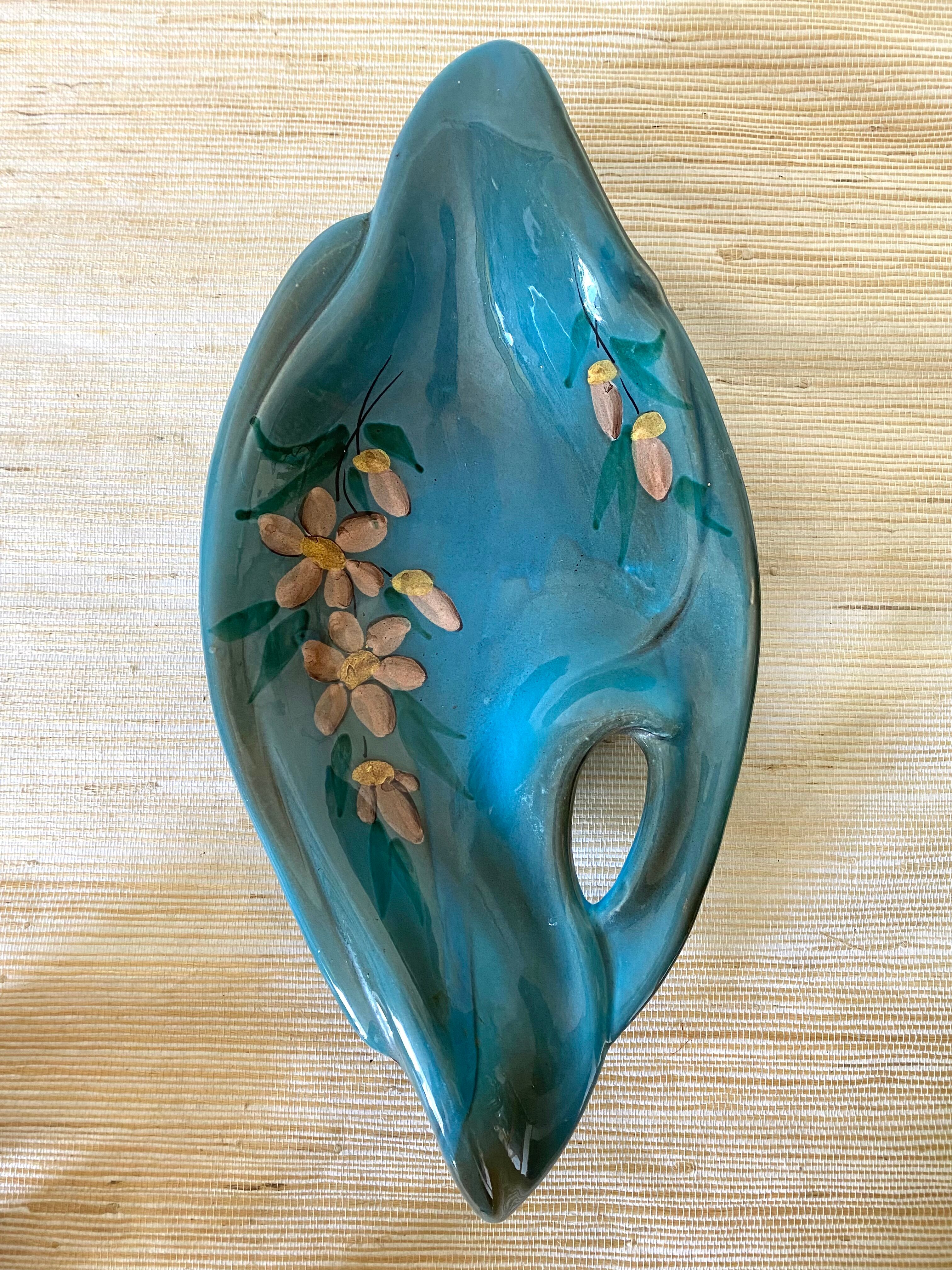 Flowery Vallauris dish, 1960s-70s