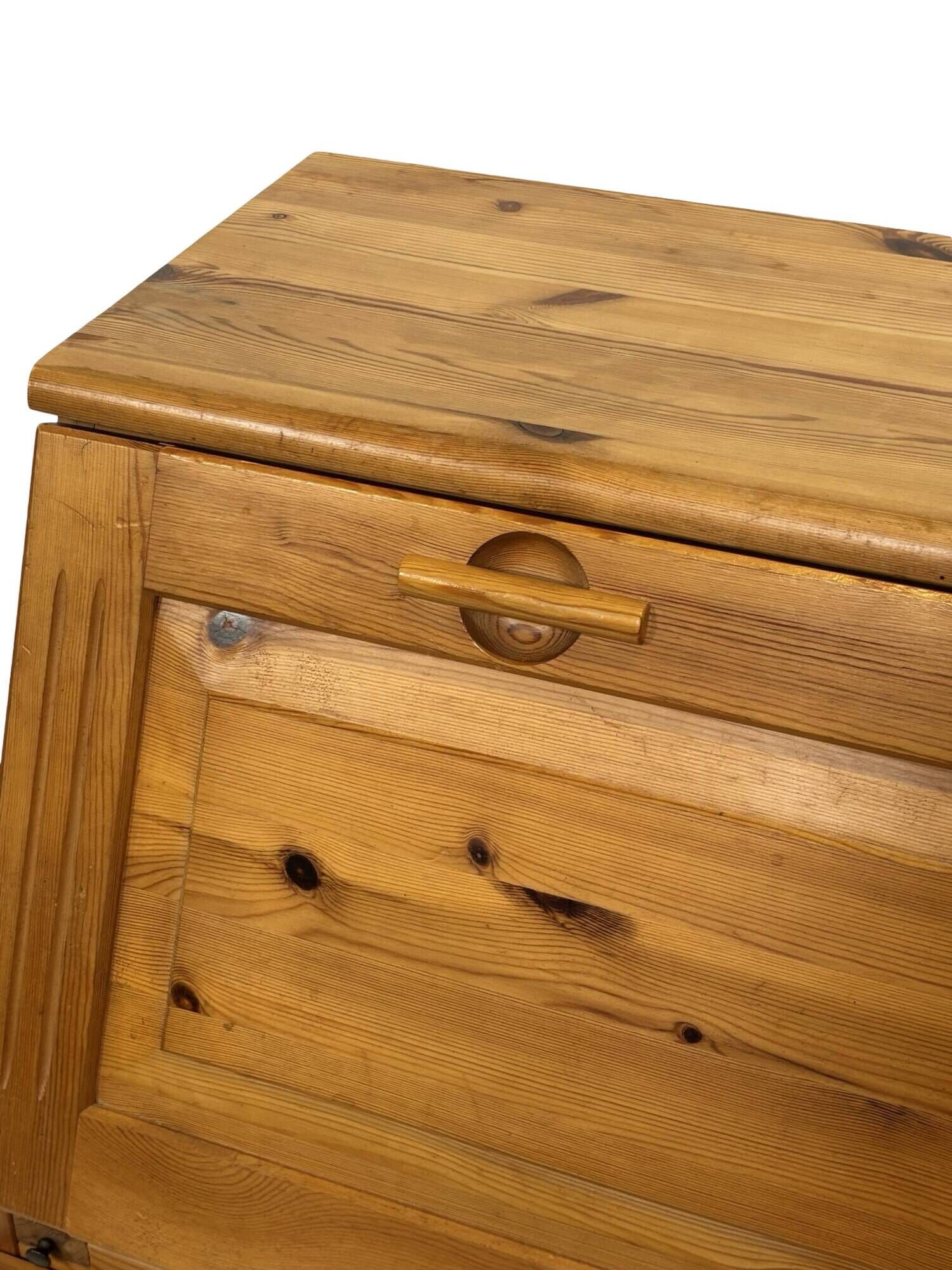 Vintage pine secretaire workstation desk, 1980s design