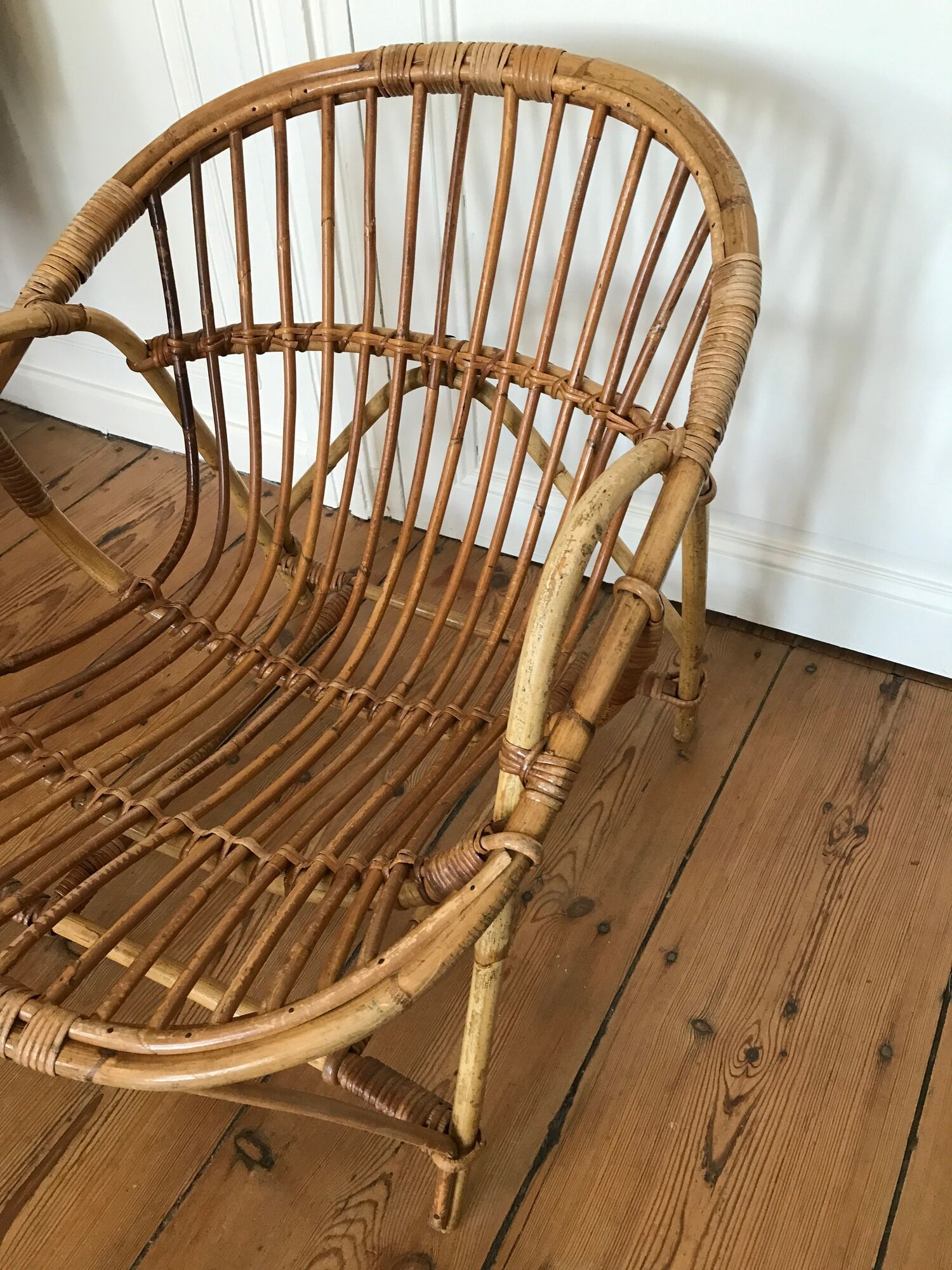 Armchair basket adult rattan year 50