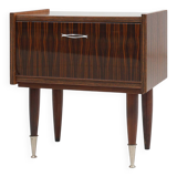 Vintage nightstand in wood with chrome details, Belgium 1960s