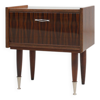 Vintage nightstand in wood with chrome details, Belgium 1960s