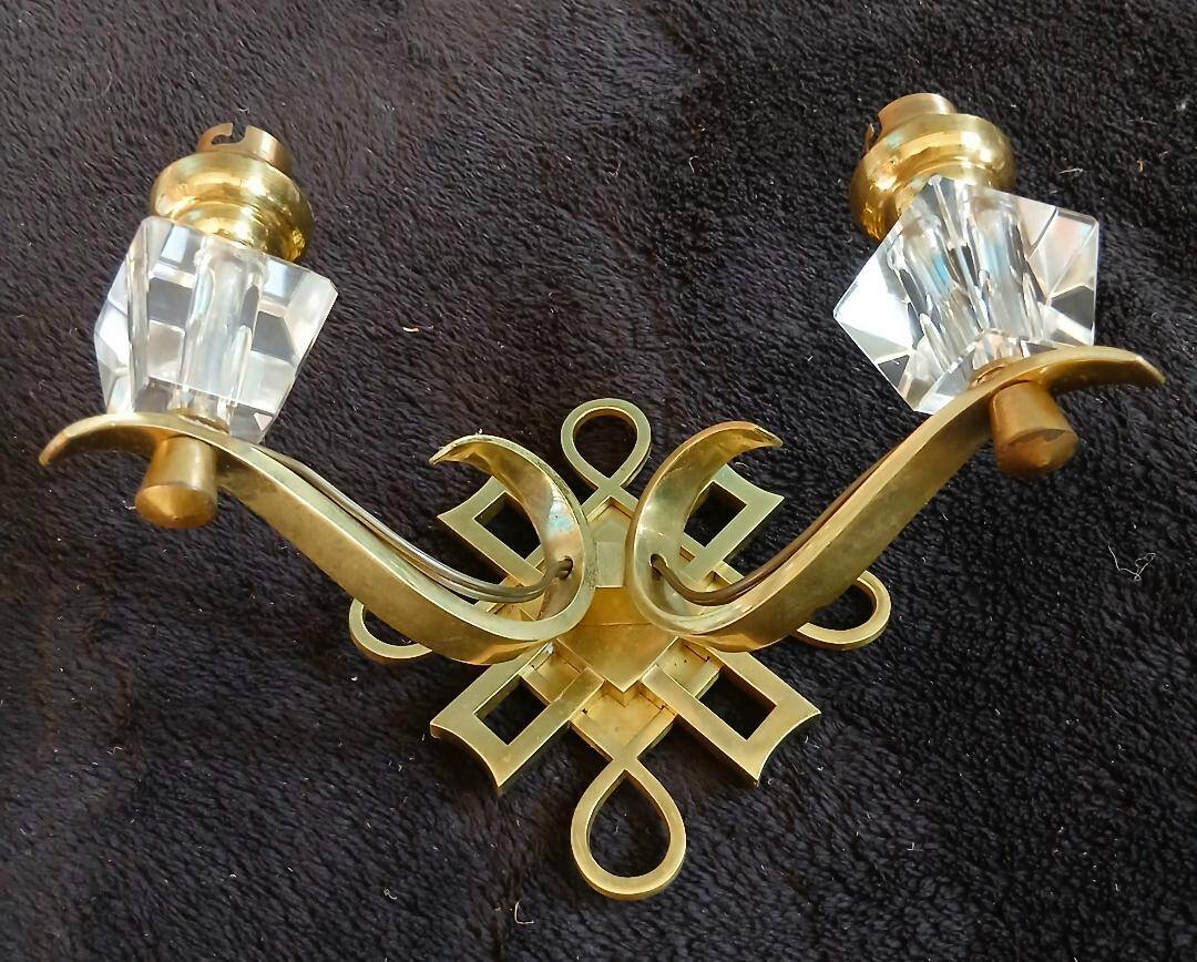 bronze and glass wall light Jules Leleu Art Deco