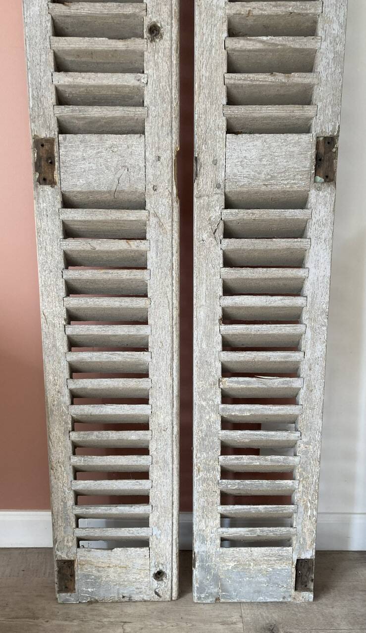 Set of 2 large old louvered shutters