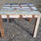 Table à manger carré en teck polychromé