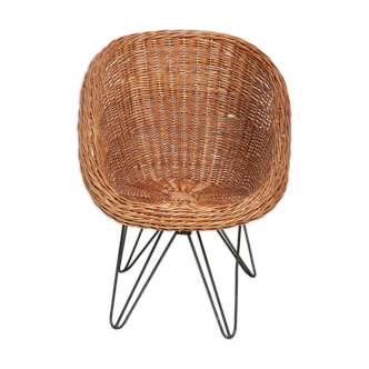 A Rattan Children Chair with Hairpin legs, Netherlands - 1950's