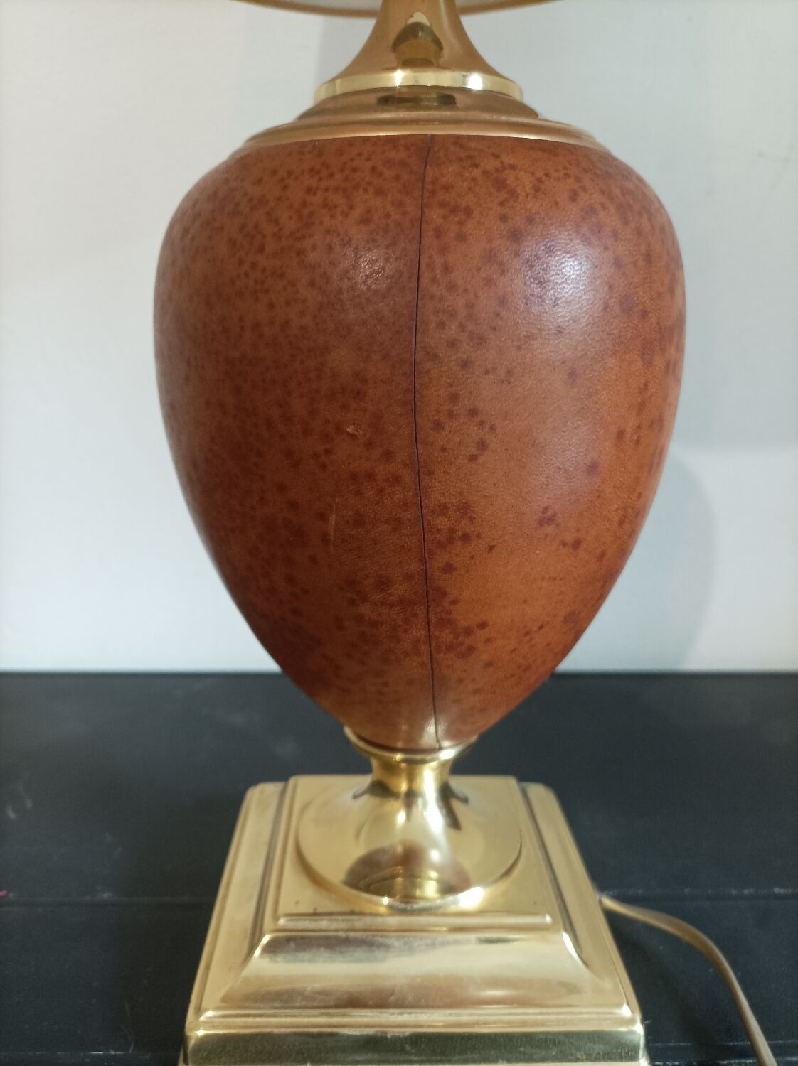 Le Dauphin lamp France vintage leather and brass
