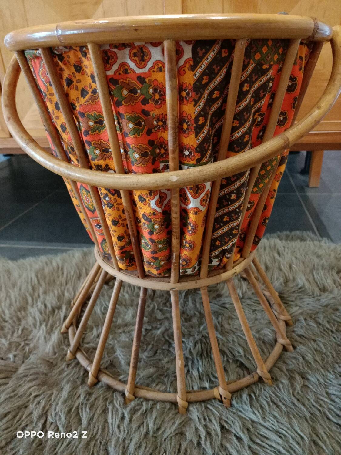 Travailleuse rotin vintage