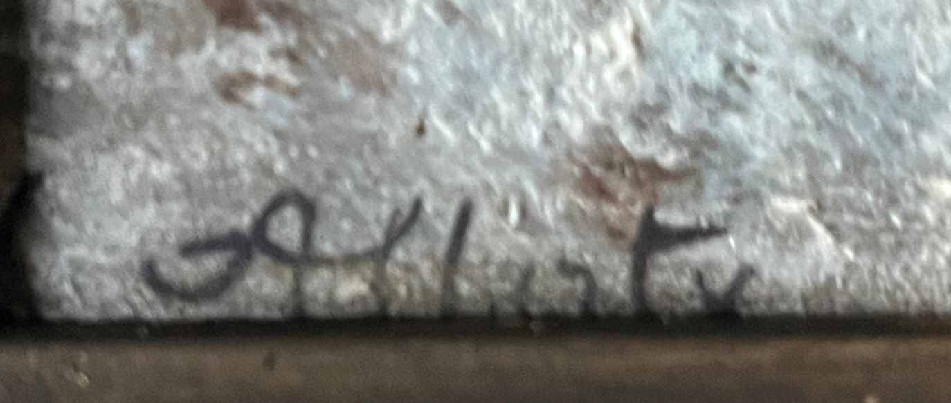 HST painting "Winter landscape with rider" signed Alberty XIX° + frame