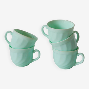 lot de 5 tasses à café en vert Mint Arcopal 1970