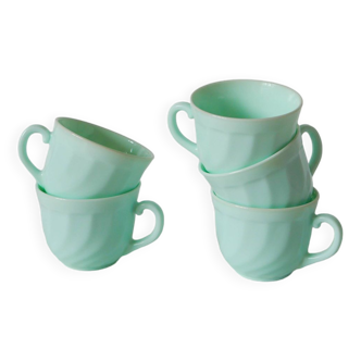 set of 5 coffee cups in Mint green Arcopal 1970