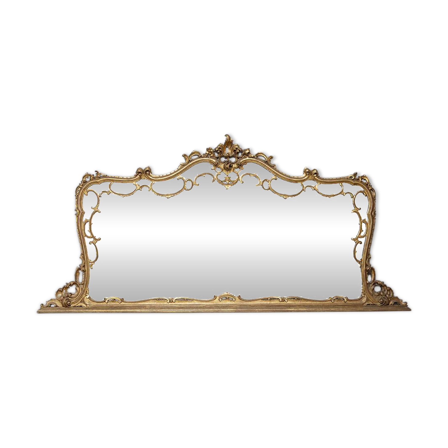 LARGE EARLY 20TH CENTURY WALL MIRROR IN GILDED WOOD IN BAROQUE STYLE