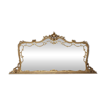 LARGE EARLY 20TH CENTURY WALL MIRROR IN GILDED WOOD IN BAROQUE STYLE