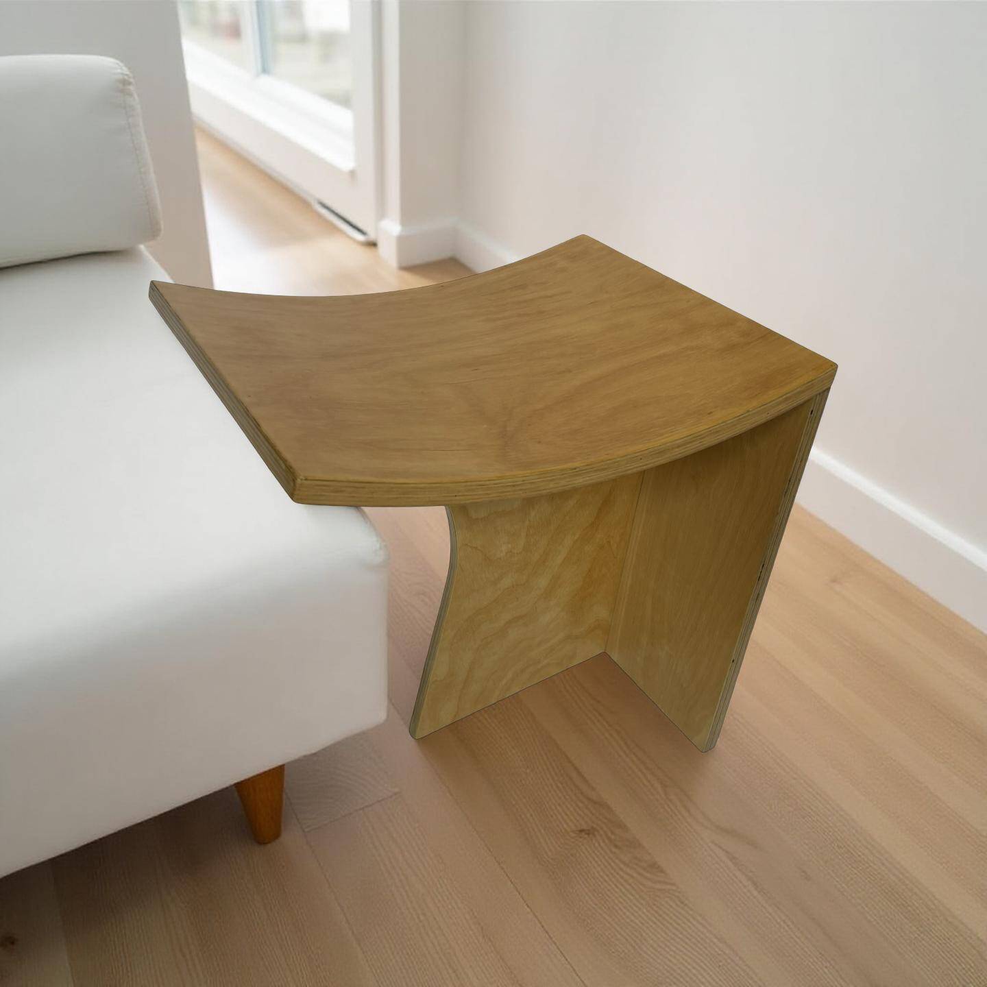 Vintage side table 80s curved plywood minimalist design