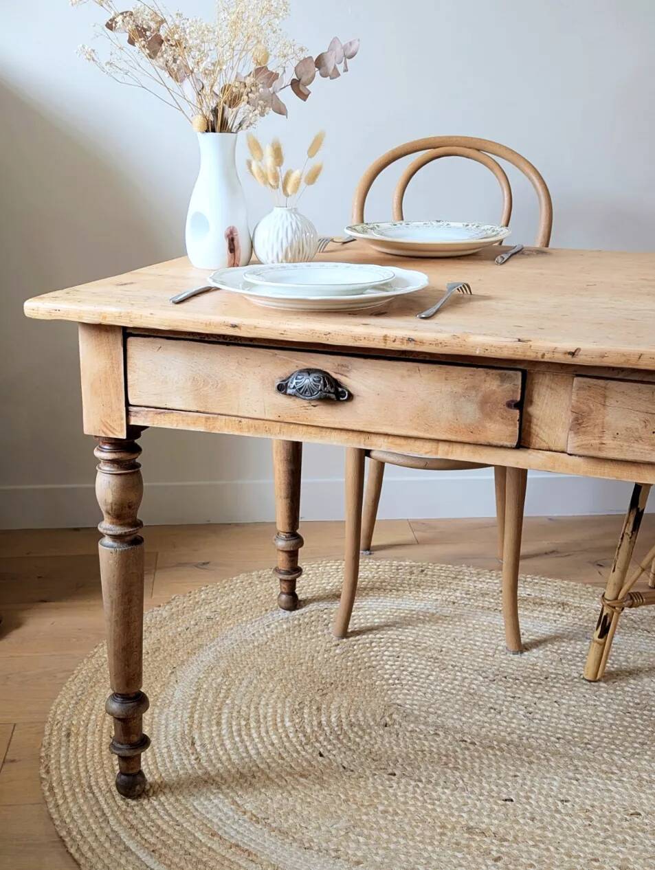 Renovated solid wood farmhouse table