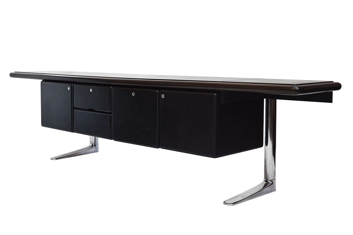 Black leather sideboard by Warren Platner for Knoll international, 1970s