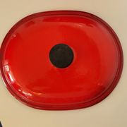 Oval casserole in red enamelled cast iron Enzo Mari La Mama 25