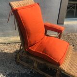 Rattan long chair and cushion