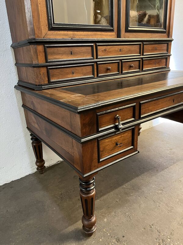 Bureau bibliothèque-vitrine Napoléon III 19ème siècle