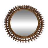 Round vintage mirror with bamboo edge