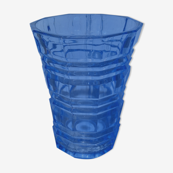 Blue transparent glass vase