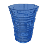 Vase en verre transparent bleu