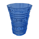 Blue transparent glass vase