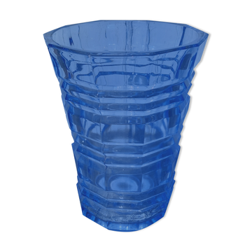 Blue transparent glass vase