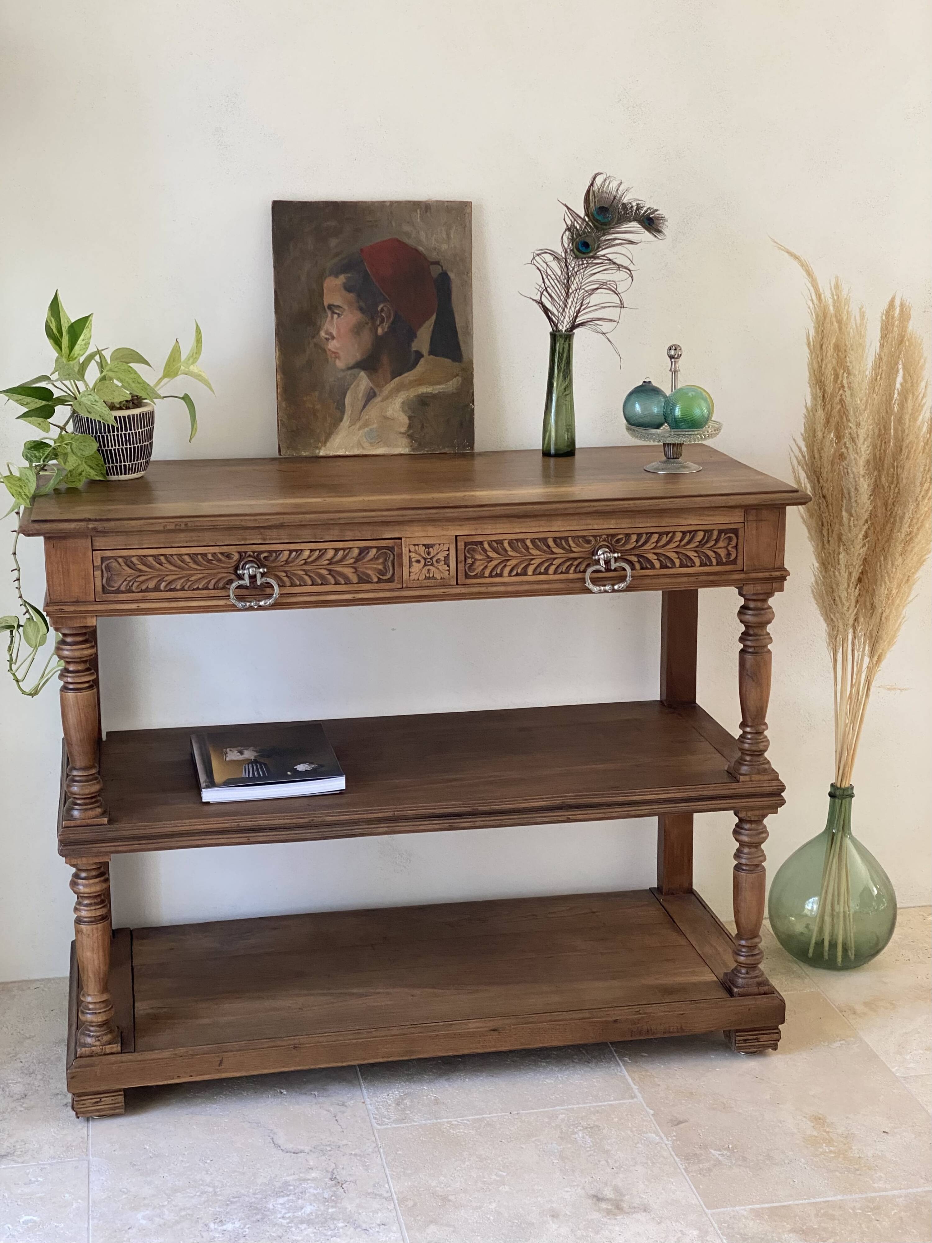 Console en chêne massif style Henri II