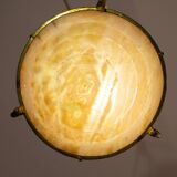 Antique Liberty Alabaster Candlestick, Brass Structure 1940s