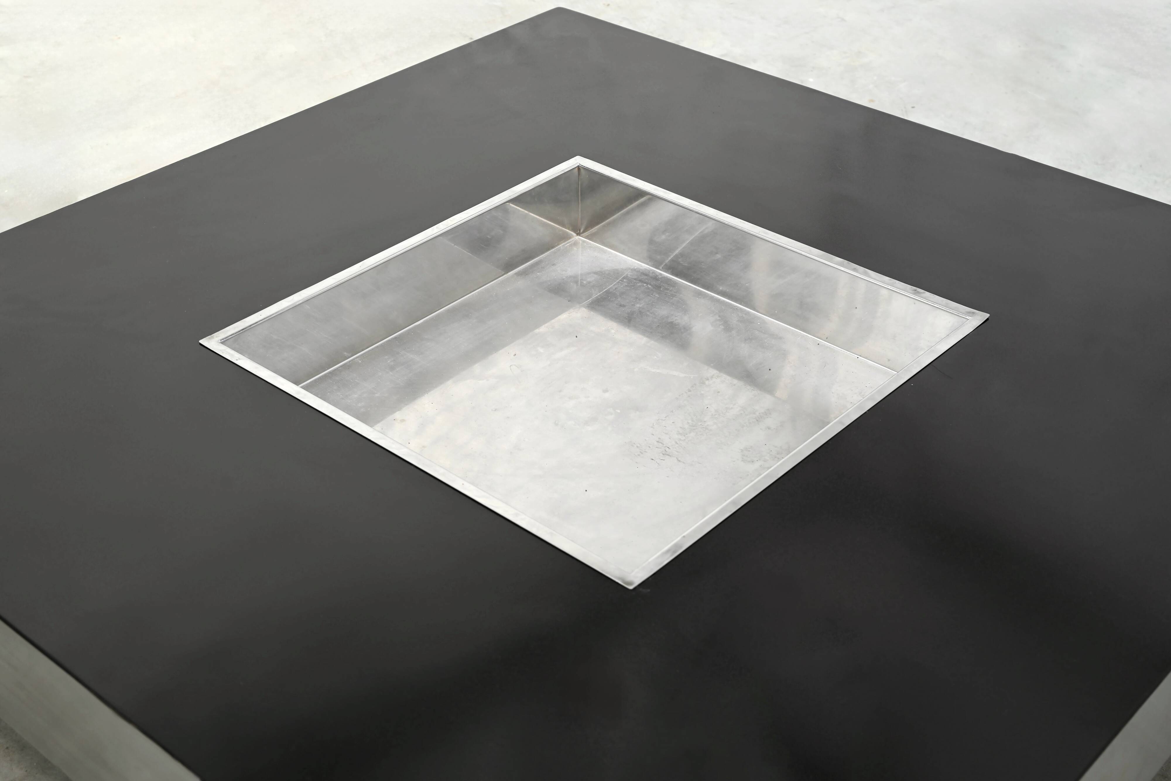 Chrome & Lacquer Coffee Table with Integrated Bar, 1970s