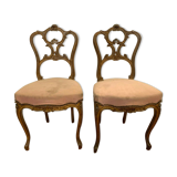 Pair of Louis XV style chairs in 20th century carved walnut