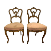 Pair of Louis XV style chairs in 20th century carved walnut