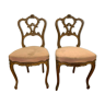 Pair of Louis XV style chairs in 20th century carved walnut
