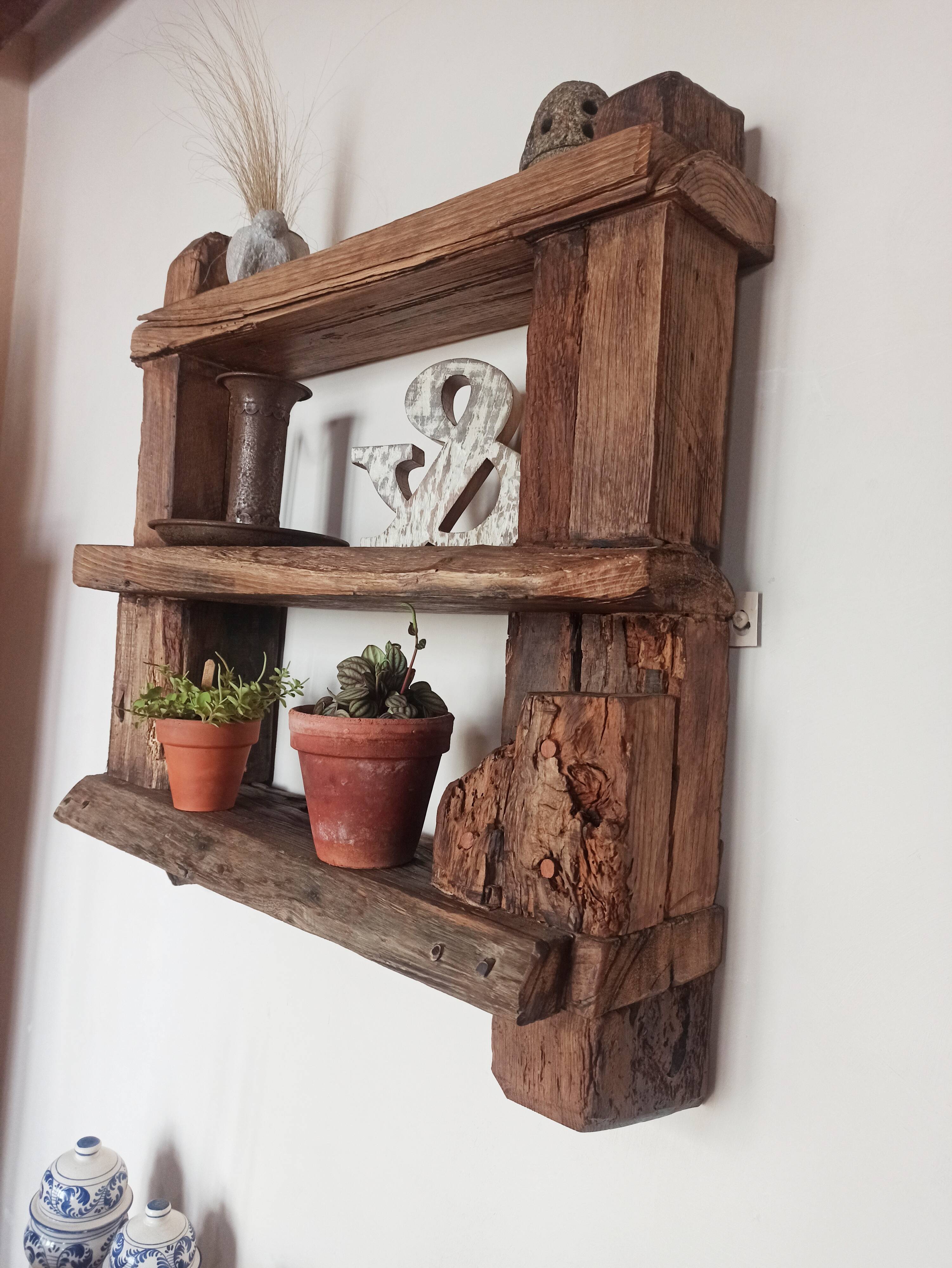 Solid wood wall shelf