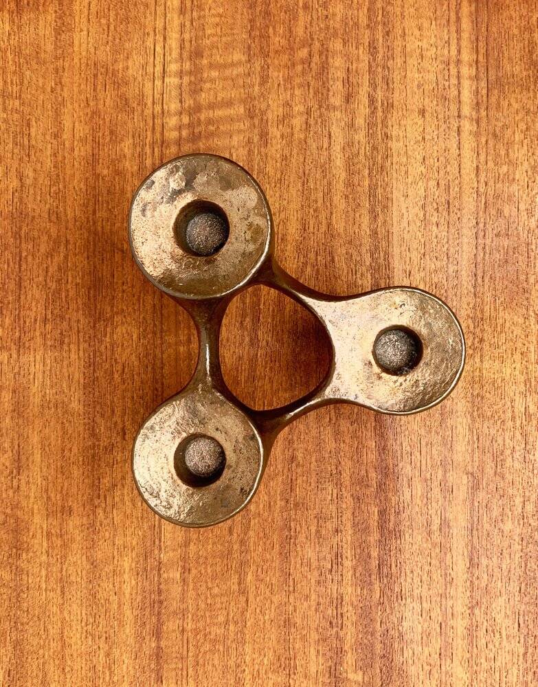 Vintage German brutalist metal candlestick by Harjes.