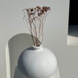 Handcrafted terracotta ball vase painted white H:24 D:26