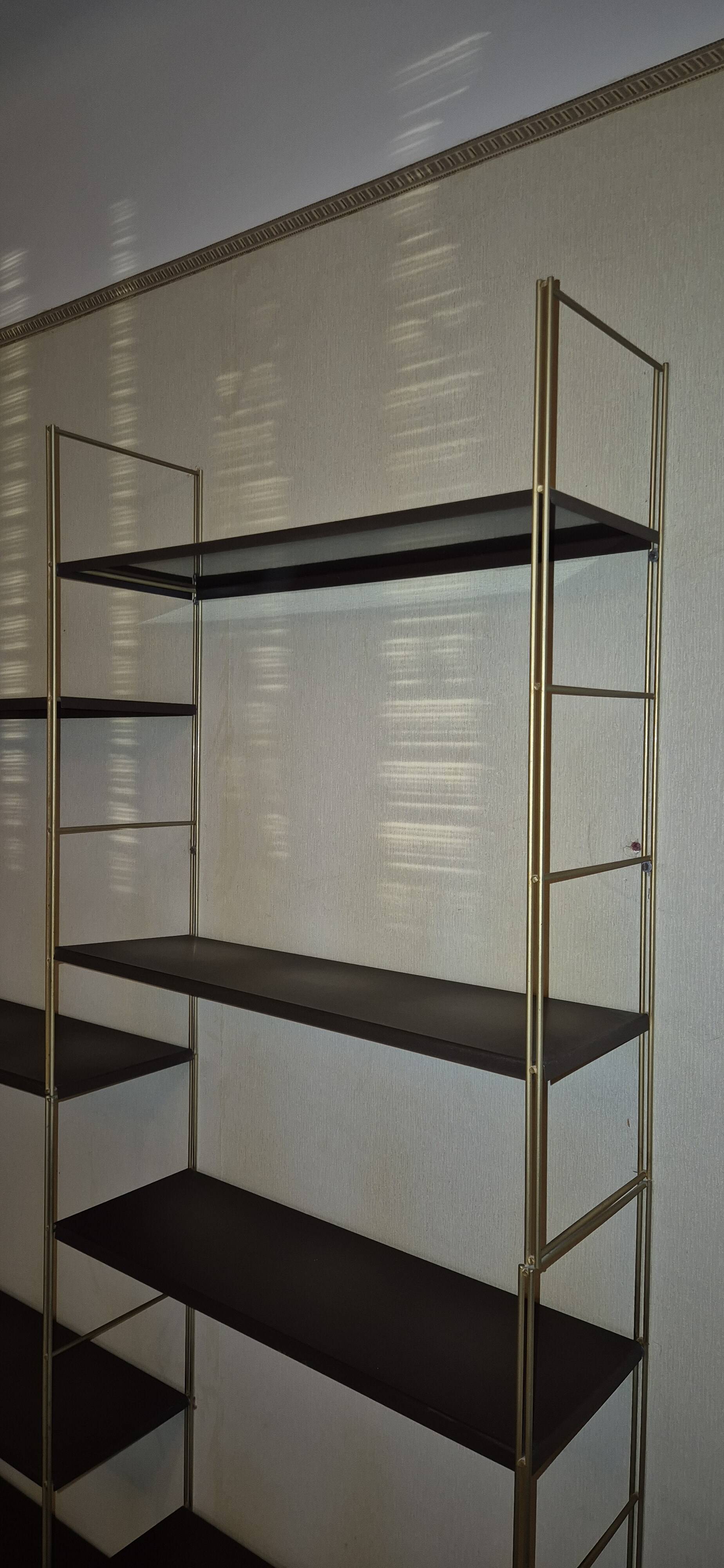 1960s IRON AND SHEET METAL WALL SHELVES