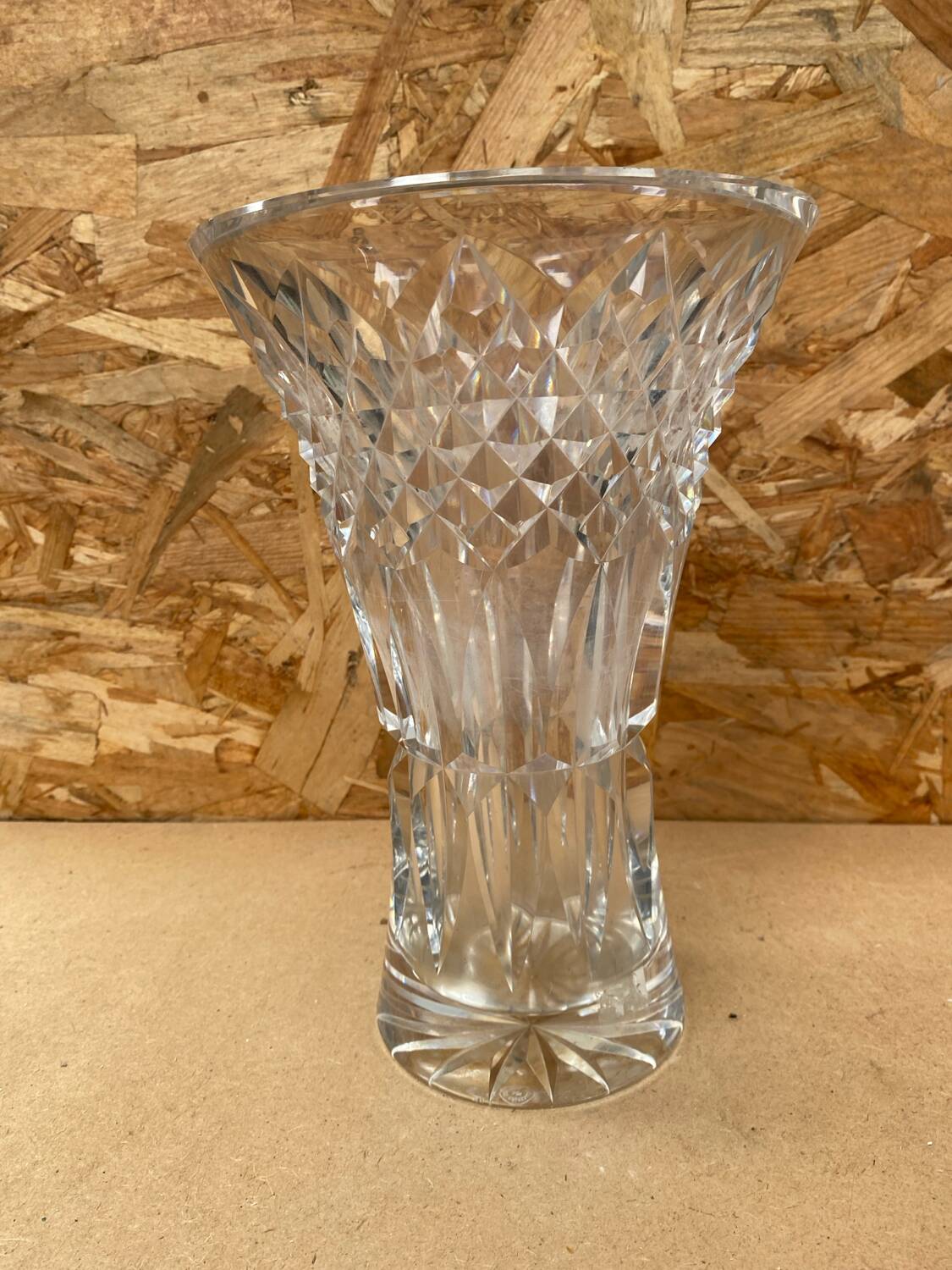 Old vase cristallerie lorraine cut crystal made in France vintage