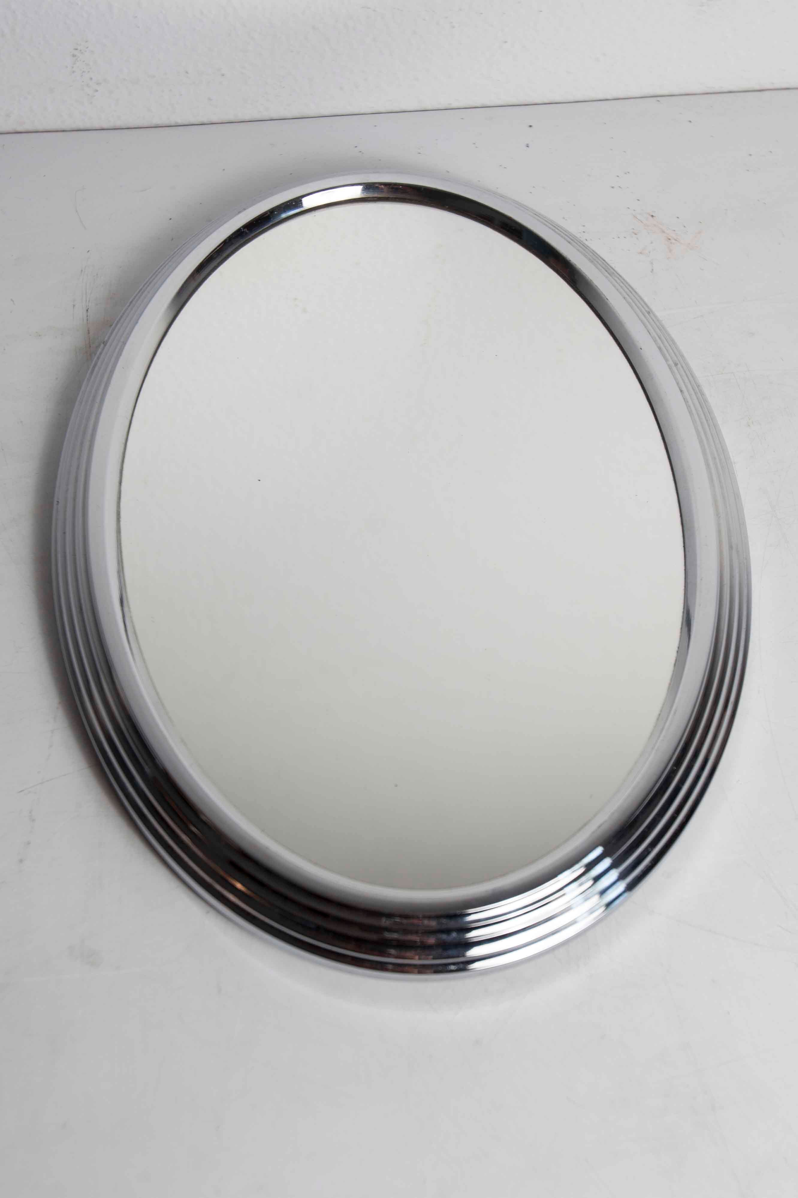 Oval mirror top 1950 silver