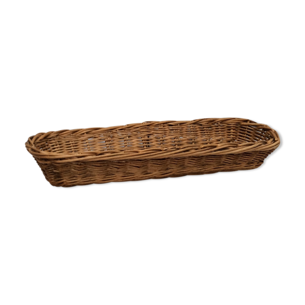 Corbeille longue en osier rotin vintage dimension