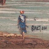 Oil on canvas signed Barton marine in gilded frame