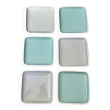 Turquoise and grey square dessert plates